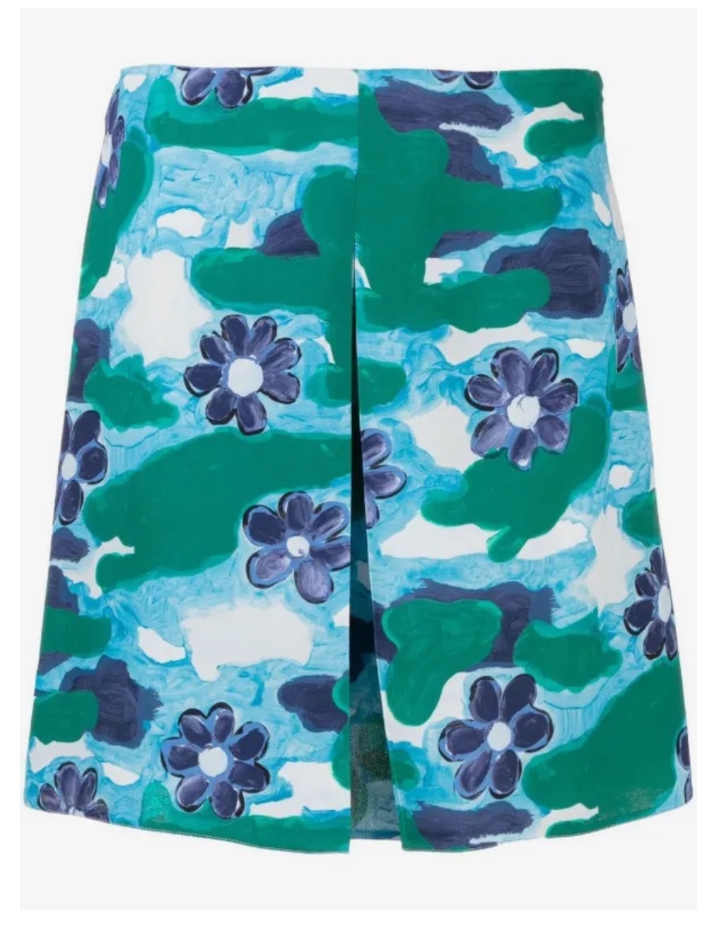 Marni Green and Blue Painterly Floral Mini Skirt